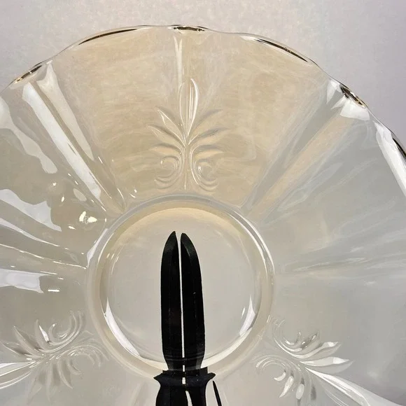 Vintage Amber Glass Scalloped Edge Dessert Cake‎ Stand Tray Floral Etched Topaz - Picture 5 of 16
